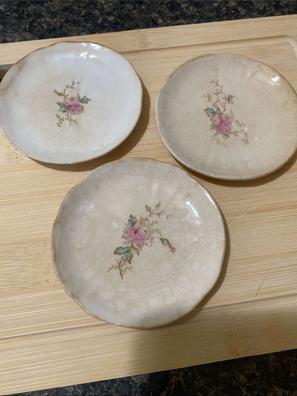 Charming Vintage Floral Butter Pats / Small Trinket Dishes - Set of 3
